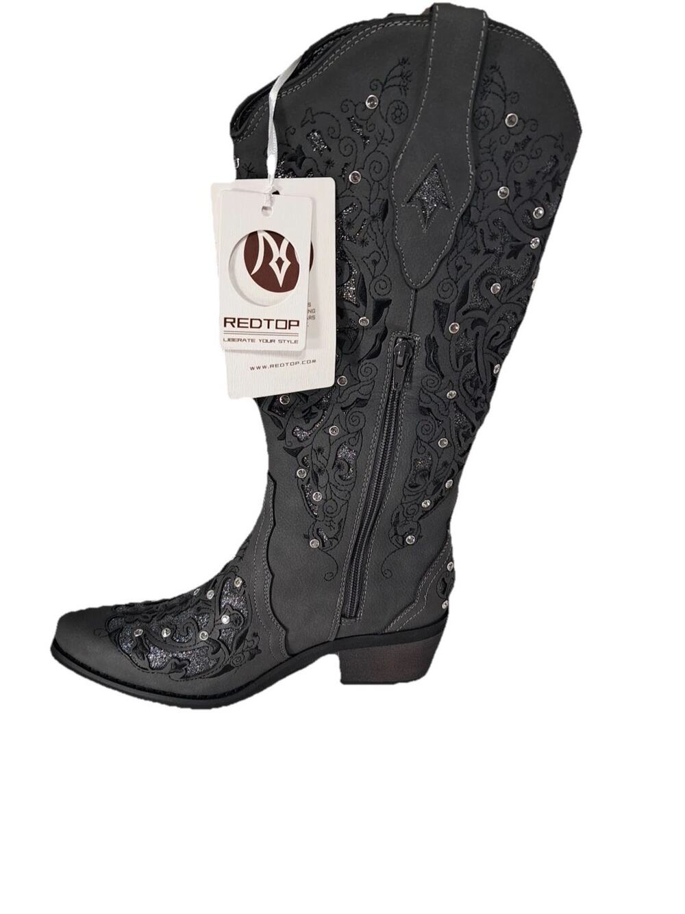 Redtop The Ballou Black Rhinestone Cowgirl Boots Women’s 6 NIB